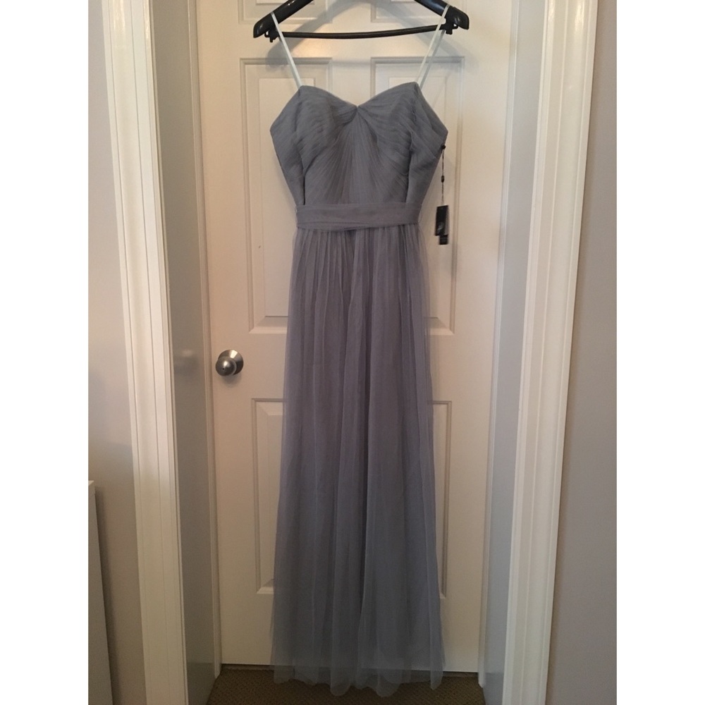 Adrianna Papell Convertible Infinity Tulle Gown, Slate 14